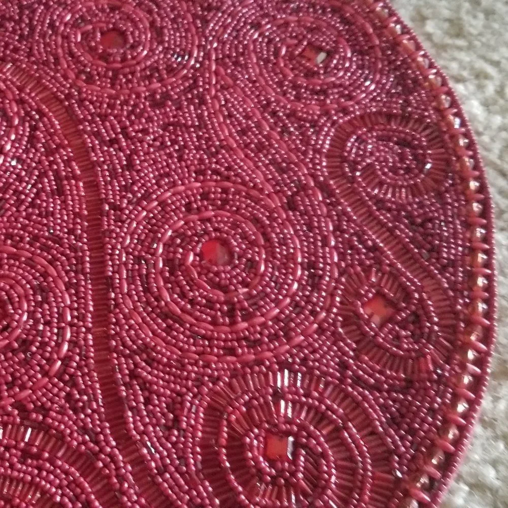 KIM SEYBERT RED CHRISTMAS HOLIDAY SCROLL BEADED 14
